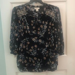 Style & Co woman sheer black floral blouse size 2X